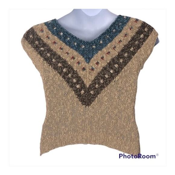 Liz Claiborne Vintage Linen Cotton Sleeveless V-Neck Sweater Size Large - Picture 16 of 16